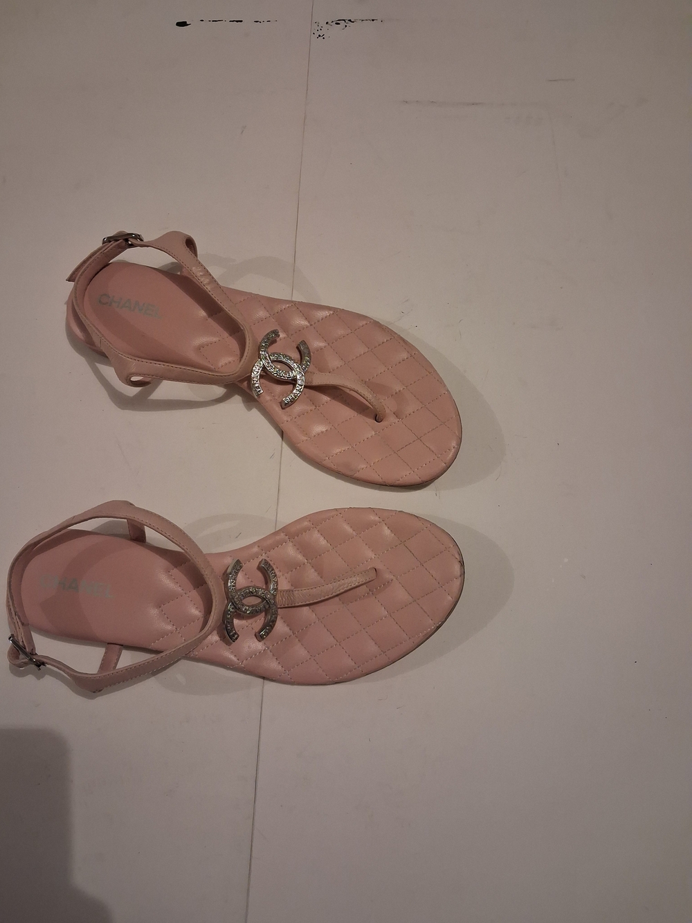 CHANEL Pink Quilted Logo Thong Sandals - Picture 8 of 16